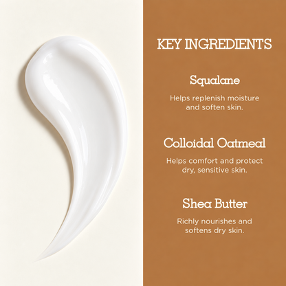 Key ingredients in Jolune Nourishing Body Lotion: colloidal oatmeal, squalane and shea butter